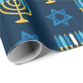 Hanukkah Holiday Jewish Decoration Pattern Gift Cadeaupapier (Rol Hoek)