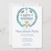 Hanukkah Holiday Party Schattigee handgetekende cu Kaart (Voorkant)