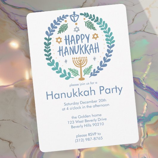 Hanukkah Holiday Party Schattigee handgetekende cu Kaart