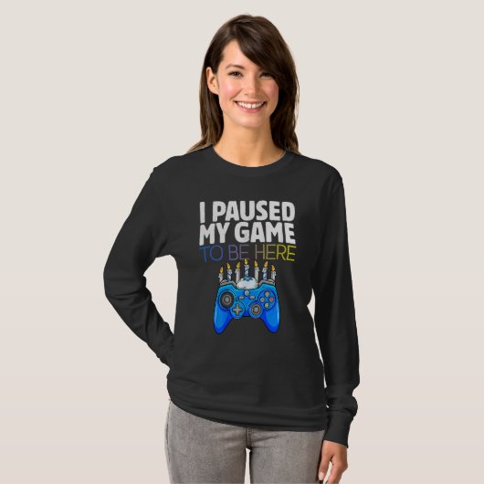 Hanukkah I Paused My Game to be here Controller Ga T-shirt (Voorkant volledig)
