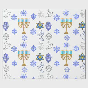 Hanukkah-icoontjes Inpakpapier Menora