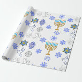 Hanukkah-icoontjes Inpakpapier | Menora (Uitgerold)