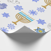 Hanukkah-icoontjes Inpakpapier | Menora (Hoek)