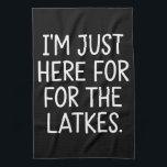 Hanukkah, ik ben hier voor de Joodse Latkes Theedoek<br><div class="desc">Chanoeka Ik ben hier voor de laatste Joodse feestdag</div>