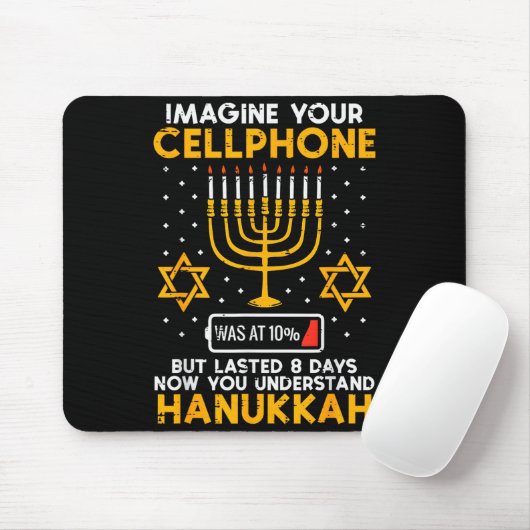 Hanukkah Imagine Your Cellphone Chanukah Jew Men W Muismat (Met muis)