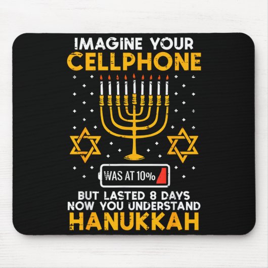 Hanukkah Imagine Your Cellphone Chanukah Jew Men W Muismat (Voorkant)