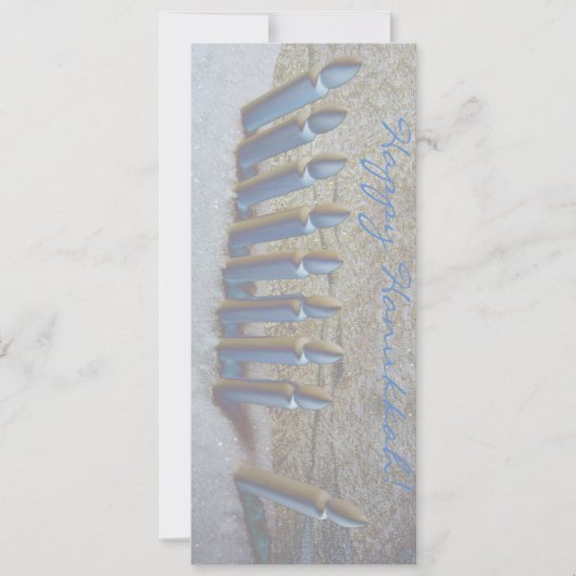 Hanukkah in de sneeuw! platte kaart op metallisch  (Voorkant)