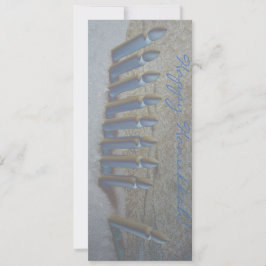 Hanukkah in de sneeuw! platte kaart op metallisch