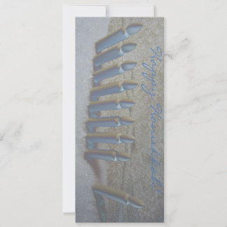 Hanukkah in de sneeuw! platte kaart op metallisch 