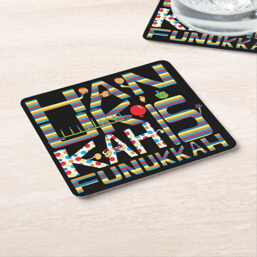 Hanukkah is Funukkah Kartonnen Onderzetters (Schuin)