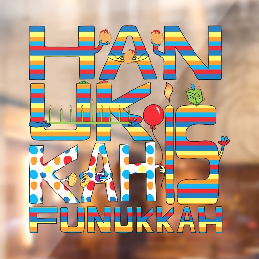 Hanukkah is Funukkah Window Cling Raamsticker (Vel 2)