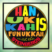 Hanukkah is Funukkah Window Cling Raamsticker (Vel 3)
