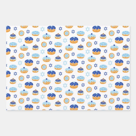 Hanukkah Jelly Donut Star of David Wrapping Paper (Voorkant)