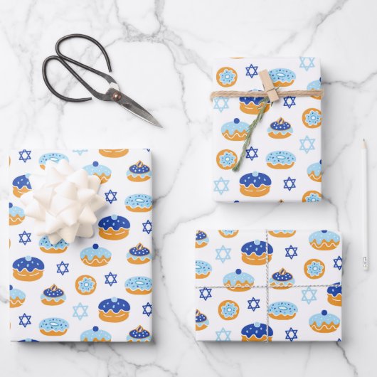 Hanukkah Jelly Donut Star of David Wrapping Paper (Voorkant)
