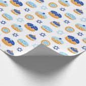 Hanukkah Jelly Donut Star of David Wrapping Paper Cadeaupapier (Hoek)