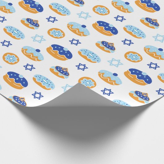 Hanukkah Jelly Donut Star of David Wrapping Paper Cadeaupapier (Hoek)