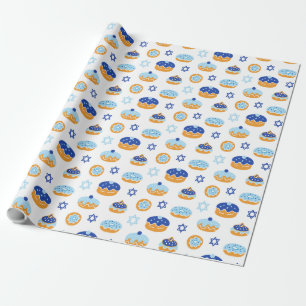 Hanukkah Jelly Donut Star of David Wrapping Paper Cadeaupapier