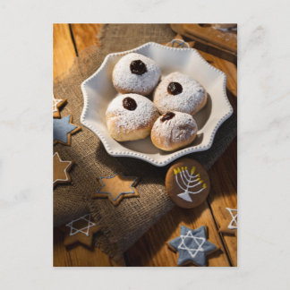 Hanukkah Jelly Donuts Post Card Briefkaart