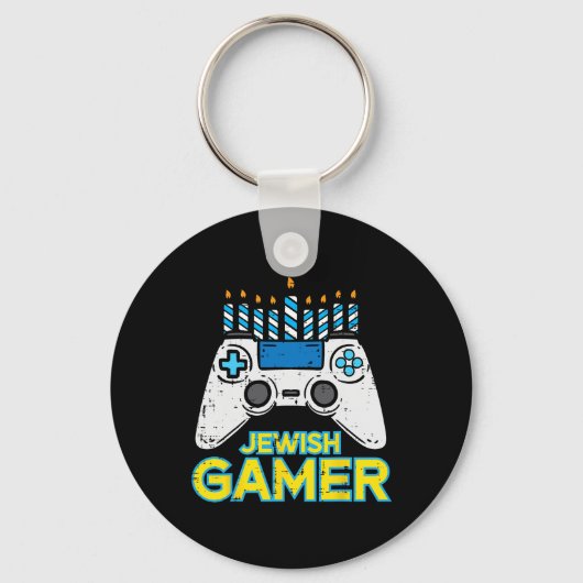 Hanukkah Jewish Gamer Chanukah Video Game Men Boys Sleutelhanger (Voorkant)