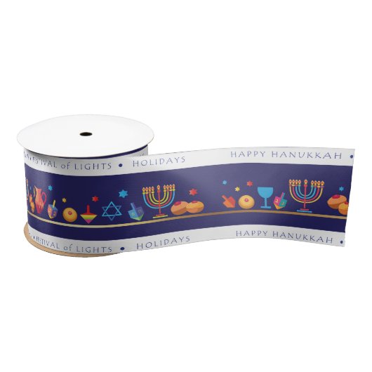 Hanukkah Jewish Holiday Hanukkiah Decoratie Satijnen Lint (Spoel)