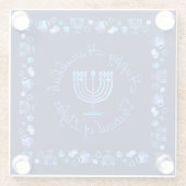 Hanukkah Jewish Holiday Menorah  Mandala Glazen Onderzetter (Achterkant)