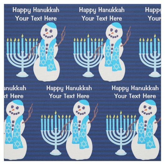 Hanukkah Jewish Snowman Blue Hanukiah Pattern Stof (Swatch)