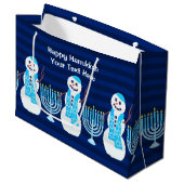Hanukkah Jewish Snowman Blue Menorah voor kinderen Large Cadeautasje (Voorkant Gekanteld)