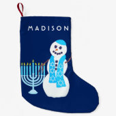 Hanukkah Jewish Snowman Menorah SML Chrismukkah Kleine Kerstsok (Voorkant)
