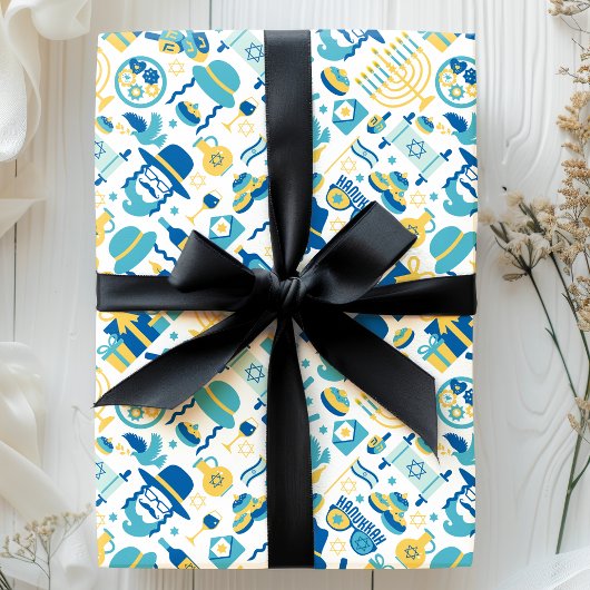 Hanukkah Jewish Sukkot Funny Cute Pattern Cadeaupapier
