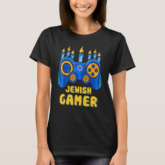 Hanukkah Jewish Video Game Controller Gamer Chanuk T-shirt (Voorkant)
