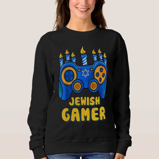 Hanukkah Jewish Video Game Controller Gamer Chanuk Trui (Voorkant)