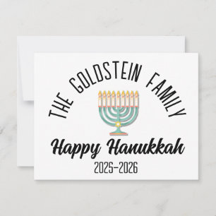 Hanukkah Joods Chanuka Gepersonaliseerde Familiena Feestdagenkaart