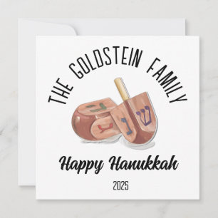 Hanukkah Joods Chanuka Gepersonaliseerde Familiena Feestdagenkaart