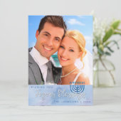 Hanukkah Joyous Blessings Blue Waterverf Feestdagenkaart (Staand voorkant)