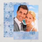 Hanukkah Joyous Blessings Blue Waterverf Feestdagenkaart (Voorkant / Achterkant)