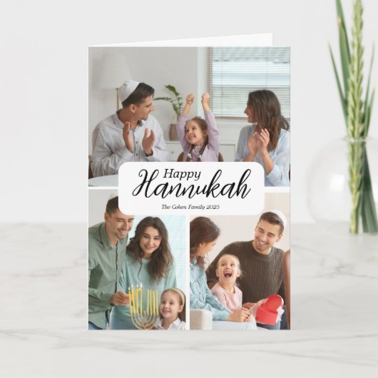 Hanukkah Kaart 3 Foto Collage Holiday Blessing (Voorkant)