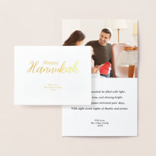Hanukkah Kaart Familie Foto Vakantie Blessing Gold