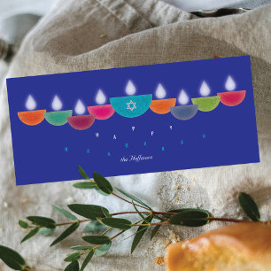 Hanukkah Kaart Kleurrijke Olie Lamp Menorah Bl