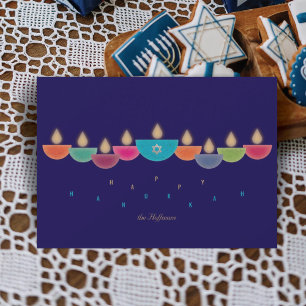 Hanukkah-kaart Kleurrijke olielamp menorah Mar Kaart