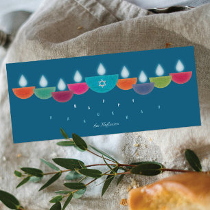Hanukkah-kaart Kleurrijke olielamp menorah Tea