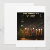 Hanukkah Kaart Menora (Voorkant / Achterkant)