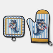 Hanukkah-kabouter ovenwant & pannenlap set (Voorkant)