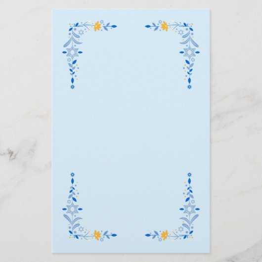Hanukkah Kadrokaarten Briefpapier (Voorkant)