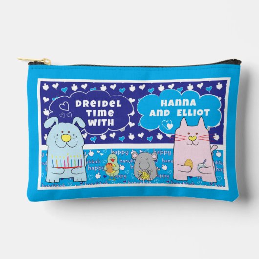 Hanukkah Kat Hond Muis Vogel Speel Dreidel Etui (Voorkant)