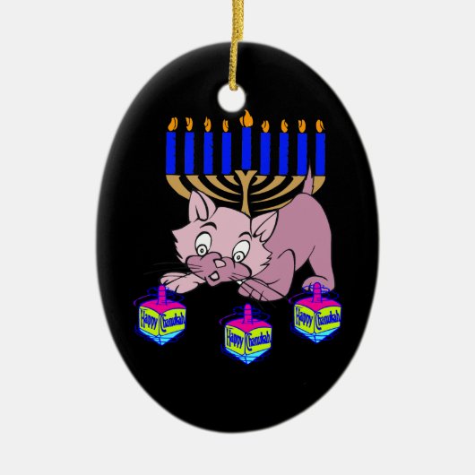 Hanukkah Kat Keramisch Ornament (Voorkant)