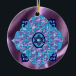 Hanukkah Keramisch Ornament<br><div class="desc">Blauwen van alle schoppen,  lila en lavender in een bloesvorm met een zeszijdige ster in het midden is een geweldige manier om Hanoeka te vieren en tegelijkertijd je individualiteit te uiten.</div>