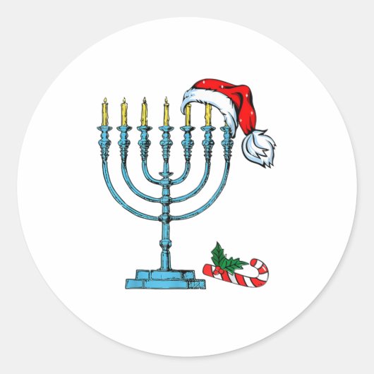 Hanukkah Kerstkerstkerstkerstkerstkerstman - Famil Ronde Sticker (Voorkant)
