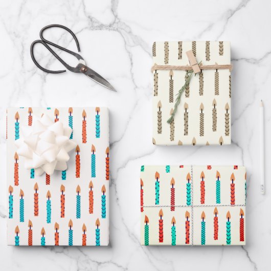 Hanukkah Kerstvakantie Classic Rustieke Kaarsen Inpakpapier Vel (Voorkant)