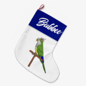 Hanukkah kous - Groene Quaker papegaai Grote Kerstsok (Voorkant (Hangend))