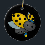 Hanukkah Ladybug Keramisch Ornament<br><div class="desc">Cute Hanukkah Ladybug in een pet met een dappertje.</div>